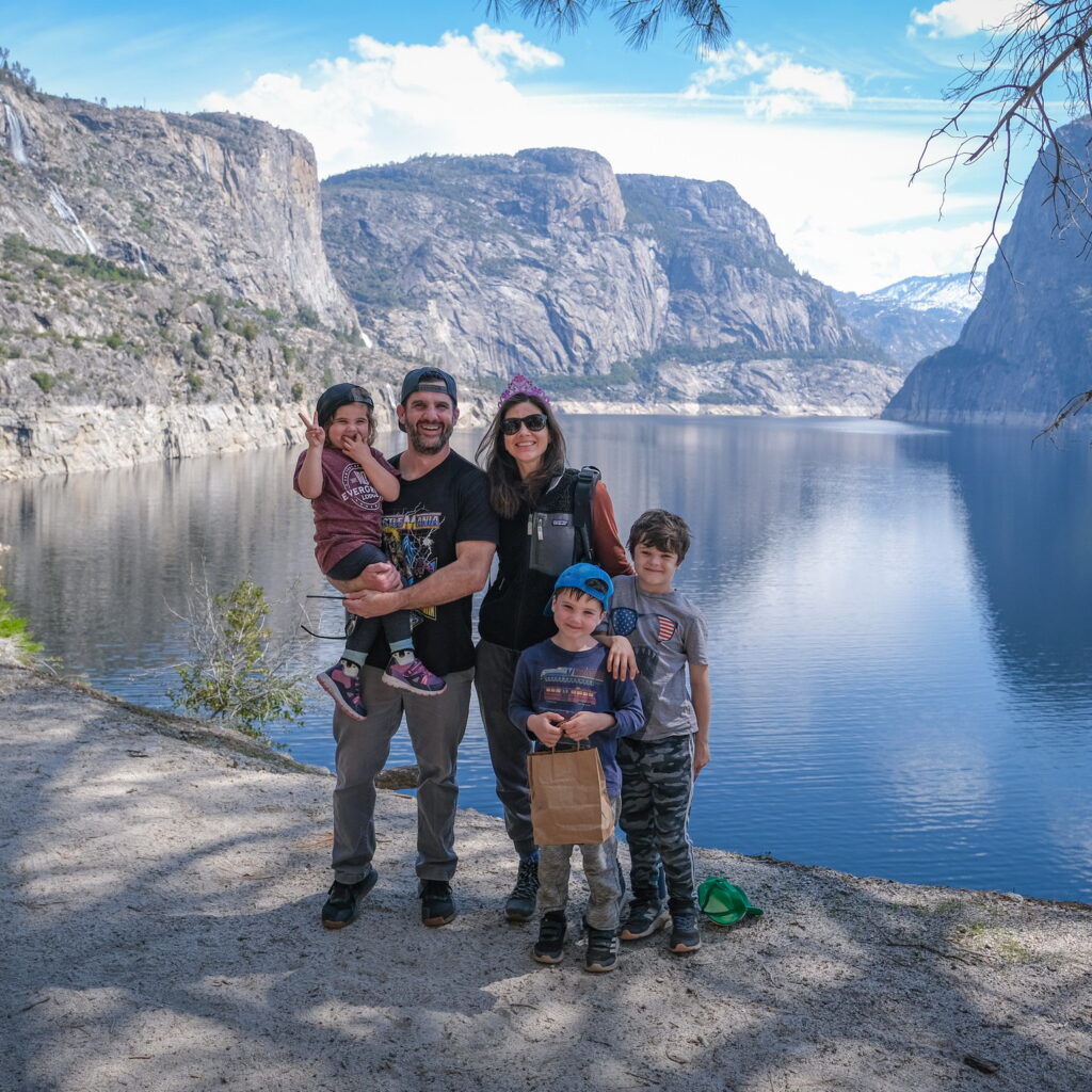 Family hikers at Hetch Hetchy.
