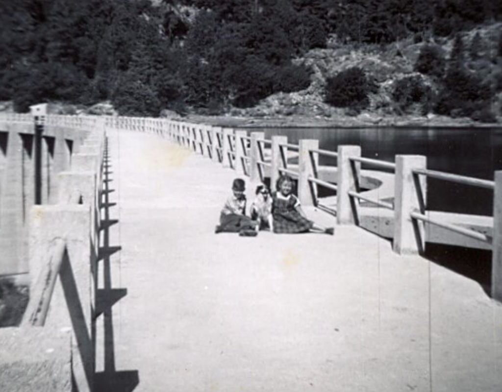 Stoughton's and Shep on Lake Eleanor Dam 1955